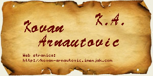 Kovan Arnautović vizit kartica